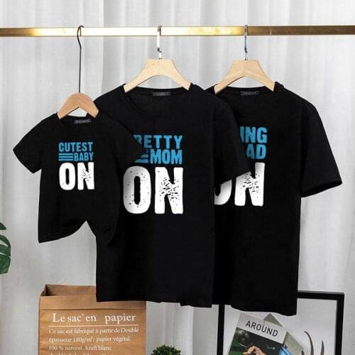 Factory Stock Wholesale Family Matching Outfits Summer Family Look Three European and American Simple Letter Printing T-shirt
