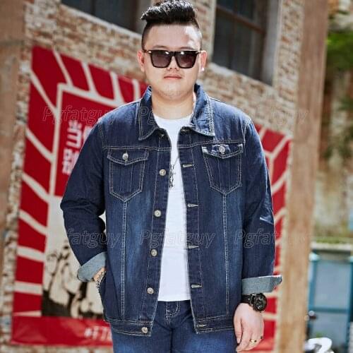 Large Asian Size M-8XL Mens Jacket Spring Autumn Simple Loose Casual Denim Coat Big Clothing For 150kg Fat Guy Veste Homme