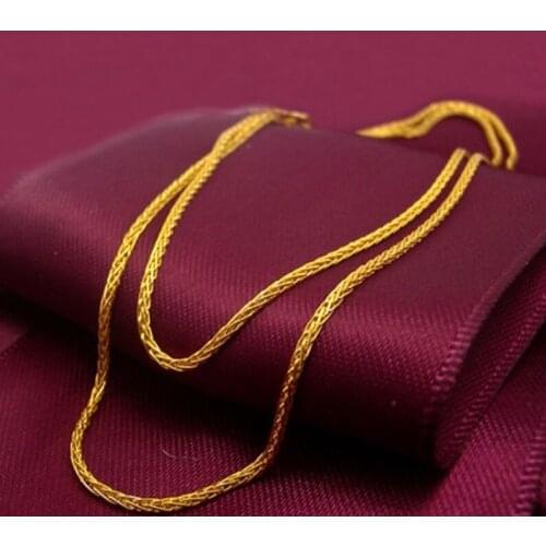 Pure 24k Yellow Gold Necklace/ Perfect New Wheat Chain Necklace/ 6.58g