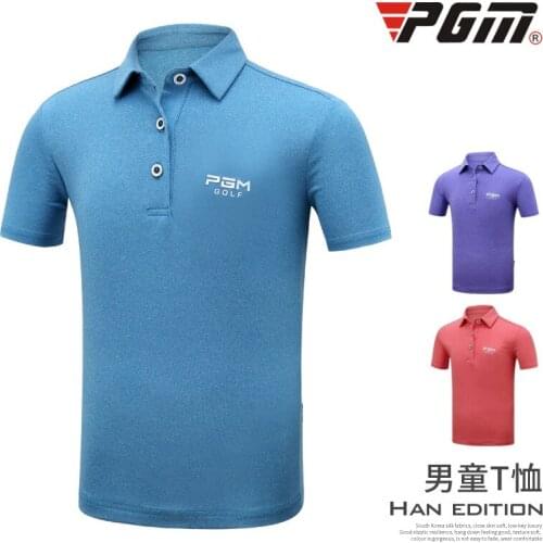 PGM Golf Clothing Teen Brand T-Shirt Cotton Tops Childrens Short Sleeve Summer Clothes Men Soft Comfort Quick Dry Free Shipping