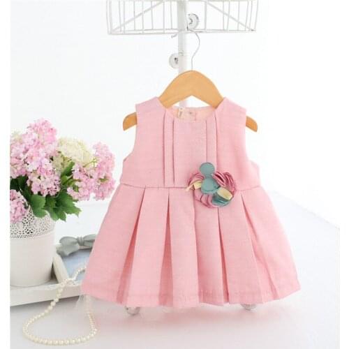 Baby Girl Pleated Dress costume for Kids Sleeveless Christening Wedding party Princess Dresses Toddler Girls Clothes 3 Color