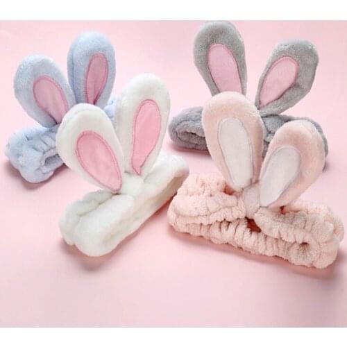 Cute Bunny Ear Makeup Headbands for Washing Face Shower Spa Soft And Cute Rabbit Ear Hair Bands Hair Accessories Scrunchie