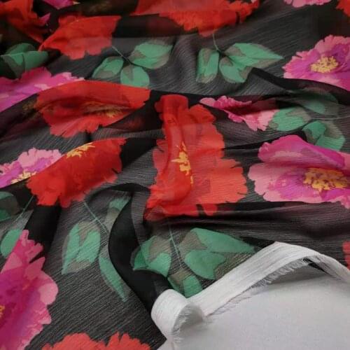On Sale Fabric Crepe Chiffon Floral Dress Scarf Material 1 Yard