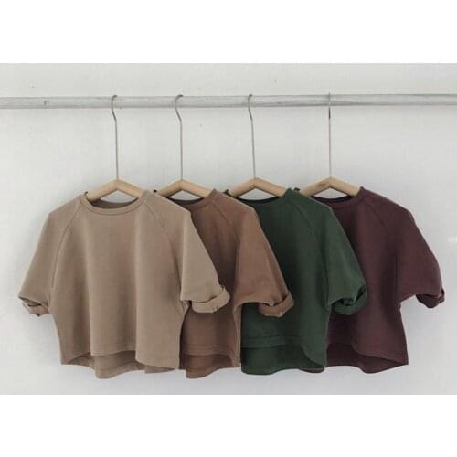 Spring Childrens Long Sleeve T-shirt Kids Solid Cotton T-shirts Boy Kid Boys And Girls Tops Shirts Childrens Tees