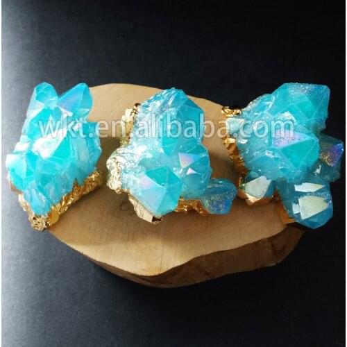 WT-P551 Amazing healing crystal quartz cluster Aqua Aura pendant fashion healing crystal Aura pendant