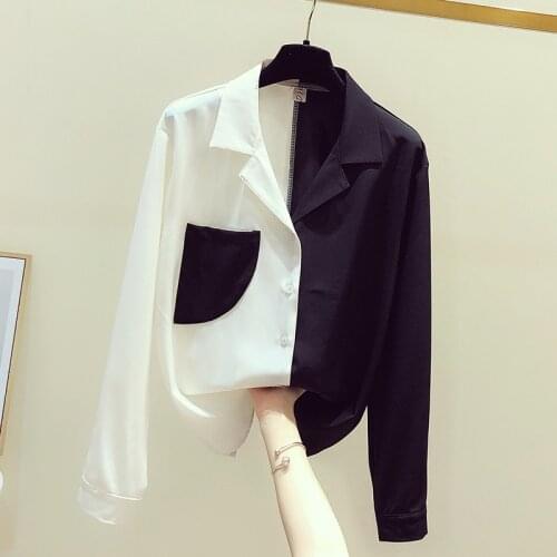 Women Tops Promotion Polyester Regular Pockets Full Blouse Blusa 2020 New Womens Shirt Matching Design Chiffon V-neck Sleeve