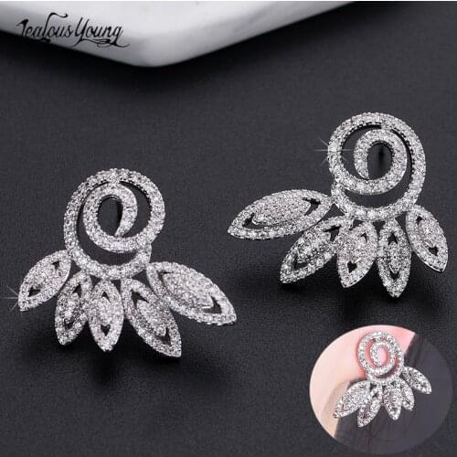 2019 Ethnic Vintage Marquise Zirconia Stud Earrings for Women Silver Color Eye Shape Studs Earings Fashion Jewelry Gift