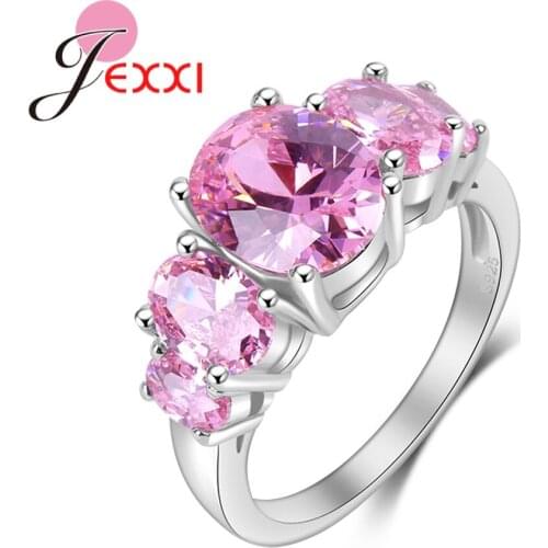 Luxury Wedding Rings Charm Design With Full Pink CZ 925 Sterling Silver Fashion Jewelry Wholesale Price