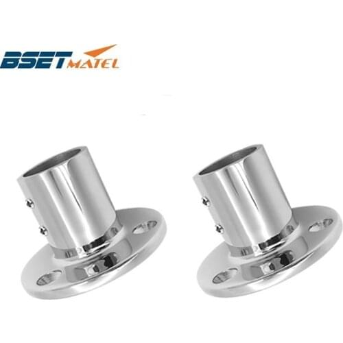 2PCS BSET MATEL 316 Stainless Steel 90 Degree Marine Boat Hand Rail Fitting Round Stanchion Base For Pipe 7/8" 22mm Dia