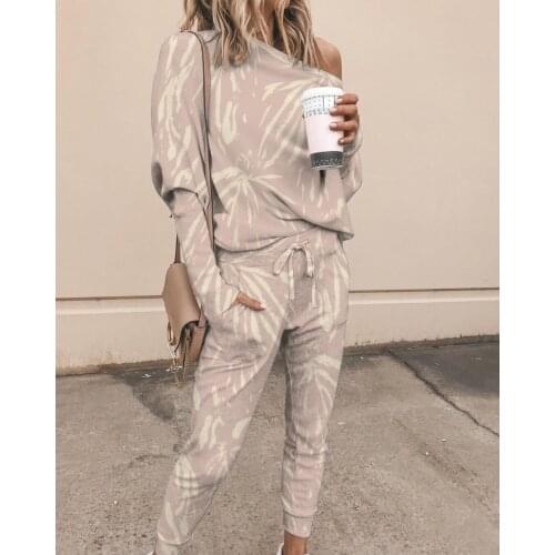 2021 fashion printed European and American autumn and winter ladies casual home wear long-sleeved womens suit