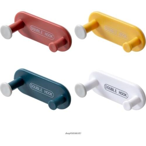4Pcs Wall Mount Plastic Key Holder Double Hooks Cable Organizer Self-Adhesive Multifunction Jewelry Rack Clothes Hanger Dropship