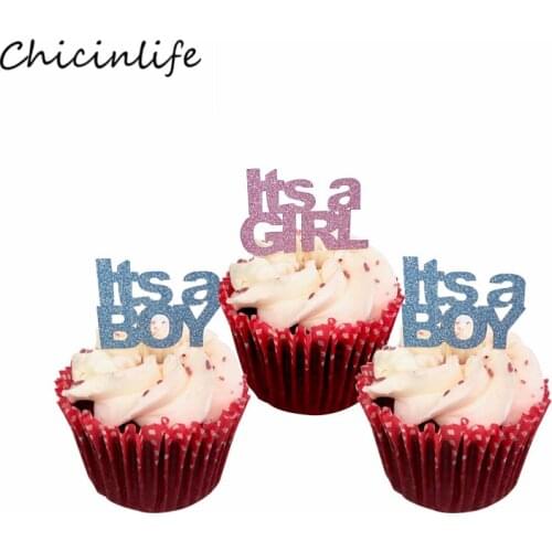Chicinlife 5pcs Its a Boy Girl Cupcake Toppers Kids Birthday Party Decoration Baby Shower Gender Reveal Party Supplies