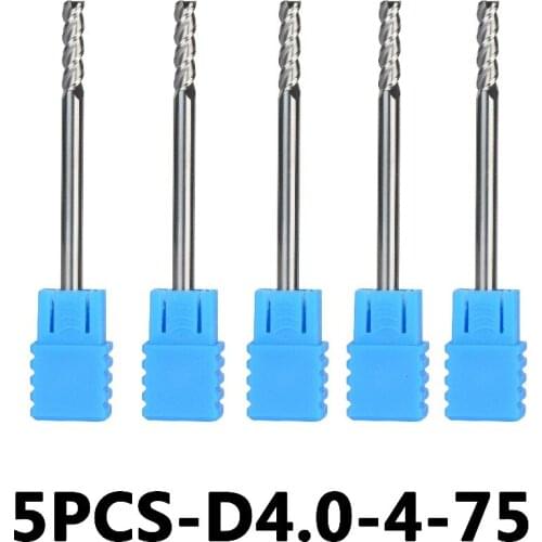 5pcs/lot D4-4-75 Tungsten Steel End Mills 3-Flute Flattened Head Milling Cutters Carbide End mills HRC45 Suitable for Aluminum