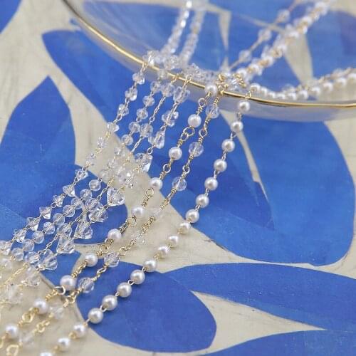 50cm DIY Handmade Jewelry Accessories Authentic Gold Electroplated Pearl Crystal Chain Earrings Necklace Bracelet Material