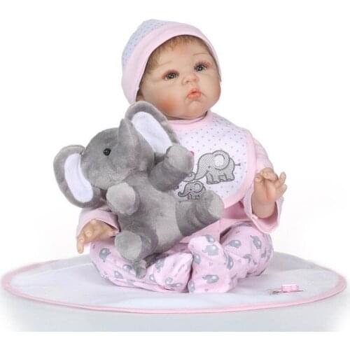 55cm Simulation Silicone Doll 21-inch Realistic Girl Toy Christmas Gift Give Clothes Pacifier Baby Elephant CN(Origin)