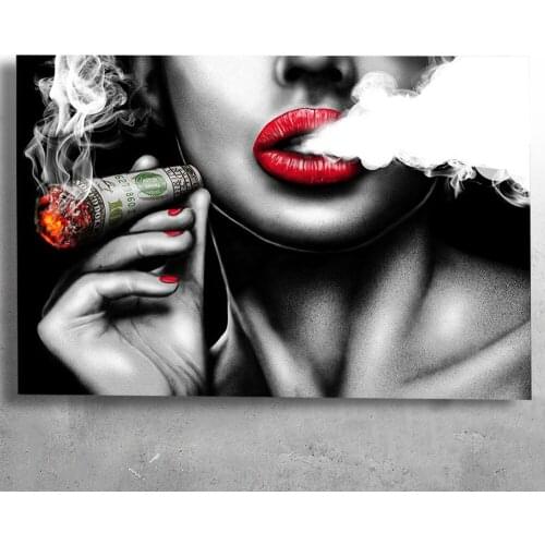 Abstract Graffiti Sexy Smoking Girl Canvas Painting Wall Art Posters Prints Wall Picture For Living Room Home Wall Cuadros Decor