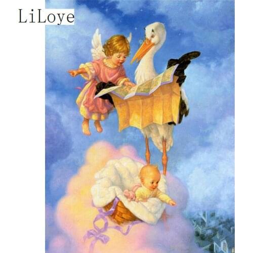 LI LOYE DIY Diamond Painting Angels and little babies Diamond mosaic cross-stitch needlework craft rhinestone beadwork Art FZ380