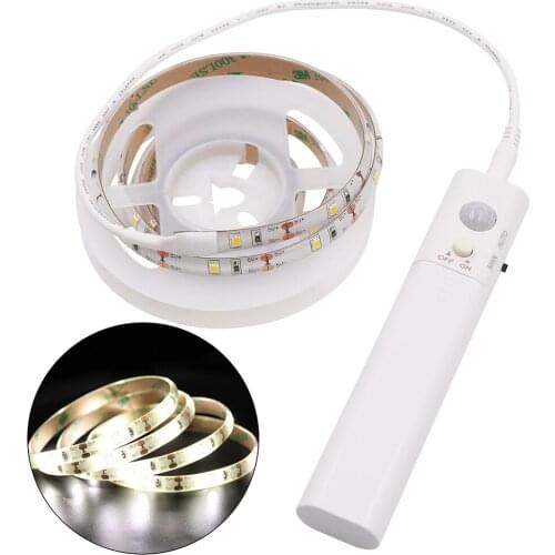 Motion Sensor LED Strip Waterproof 1M 30LED Wardrobe PIR Night Light Warm White with Automatic Shut Off Timer Closet Bed Lamp