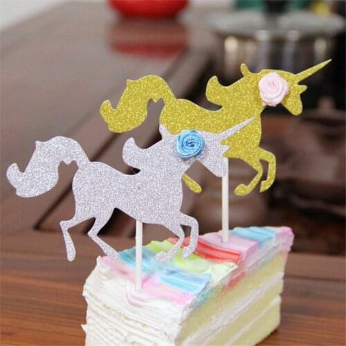 Unicorn Cake Topper Gold Silver Flower Unicorn Theme Cake Topper For Unicorn Birthday Party Baby Shower Decorations Kids ASD115