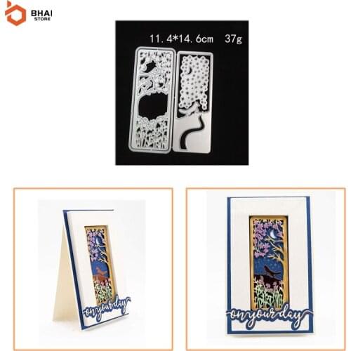 Midnight Wolf Background frame Metal Cutting Dies Cut Decoration Scrapbook Paper Card Embossing Decor Craft Mold New 2021