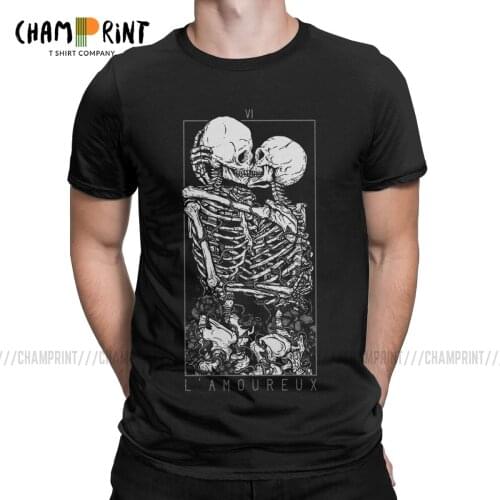 The Lovers T Shirts Men Creative T-Shirts Round Neck Tarot Divination Occult Card Magic Witch Tee Shirt Short Sleeve Tops