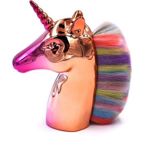 Hot Unique Big Unicorn Makeup Brushes Rainbow Synthetic Hair Blush Powder Foundation Brush Face Beauty Brushes Cosmetic Tools