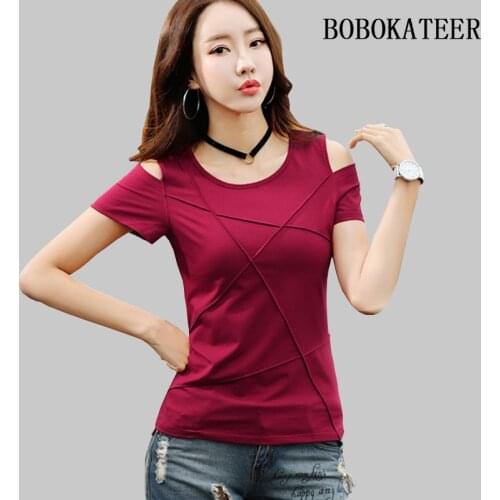 BOBOKATEER plus size t shirt women tshirt camisetas verano mujer 2021 off shoulder summer top t-shirt women tops tee shirt femme