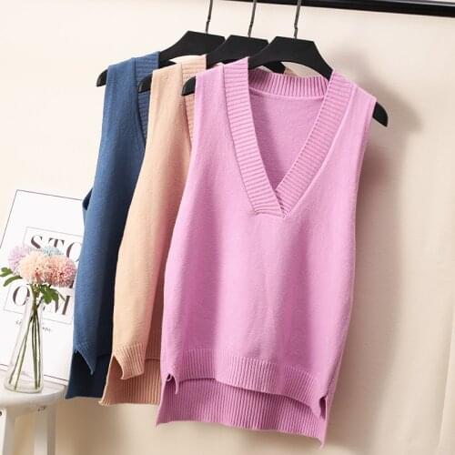 Kawaii Japanese school uniform sweater Sleeveless cute Solid Cosplay Vest V-neck Knitting sweater K-ON colorful Sweater Vest