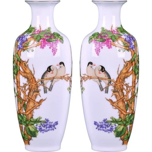 Jingdezhen Ceramics Antique Famille Rose Vase Small Flower Arrangement Chinese Style Home Decoration