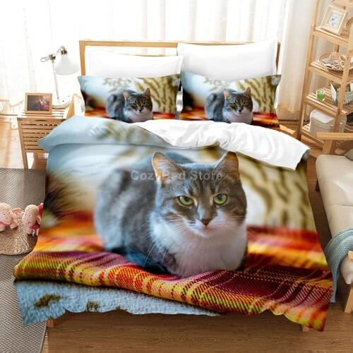 Animal Cats Bedding Set Cute Scenery 3d Duvet Cover Sets Comforter Bed Linen Twin Queen King Single Size Fashion Luxury Lovely