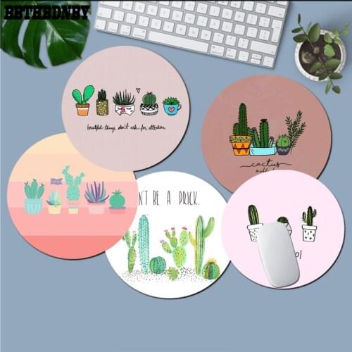 BBTHBDNBY Top Quality Cactus Watercolor round Mouse pad PC Computer mat gaming Mousepad Rug For PC Laptop Notebook