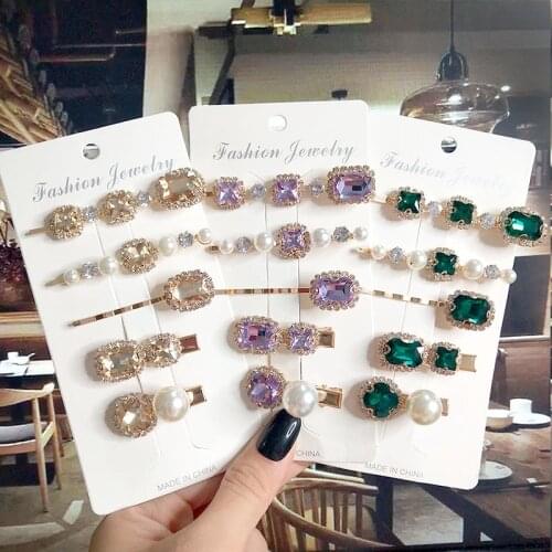 5pcs/set Fashion Crystal Hair Clips Hair Accessories For Women Jewelry Luxury Simulation Pearl Barrette Pin Girl Gift Ornaments