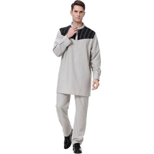 Muslim Clothing For Mens Male O-Neck Long Sleeve Kaftan Jubba Thobe White Abaya Arab clothing Man Islamic clothing Ropa Arabe