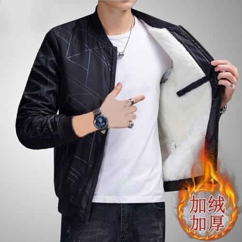 Coat mens autumn and winter plus velvet thickening new young and middle-aged leisure slim tide mens jacket jacket clothes