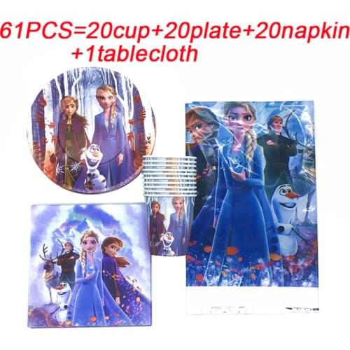 Frozen 2 Elsa Anna Frozen Party Decorations Supplies Set Frozen 2 Theme Birthday Party Disposable Tablecloth Cup Plate Napkins