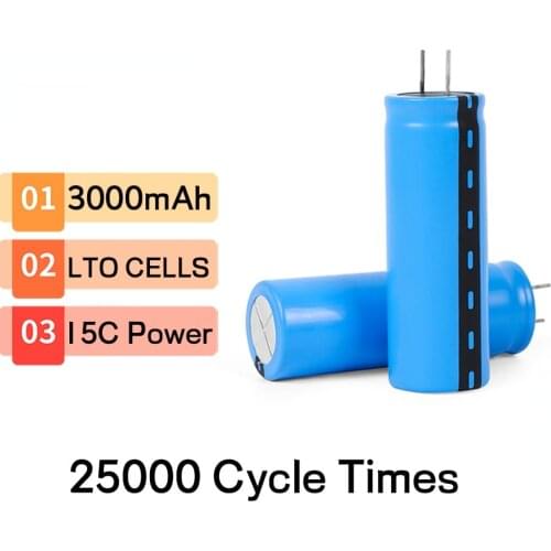 NEWEST 2.4V 3000mAh LTO 23680 Lithium Titanate Cell 15C Power Rechargeable Low Temperature Battery Cells 25000 Cycle Times