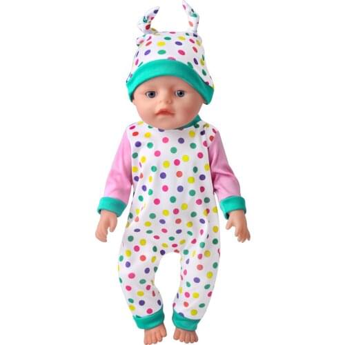 New Pattern Fashion Color Dot Jumpsuit Fit 18 Inch American&43cm Baby New Born Doll Clothes Accessories Girls' Toys