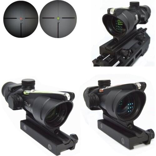 FIRECLUB ACOG Style Rifle Scope Optic Sight 4x32 (Green Optical Fiber) With Markings For Shooting
