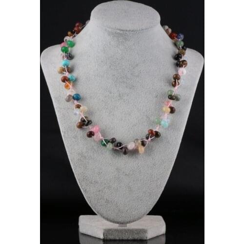 Natural Stone Necklace Crystal Agates Malachite Tiger Eye Abacus beads for Women Jewelry Necklaces Vintage Style 18 inches