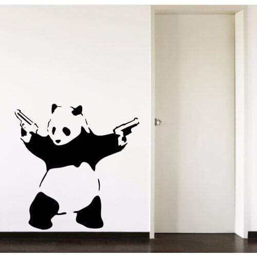 Banksy Panda, Pandamonium Living Room Bedroom Hallway Portrait Home Window Decal Removable Vinyl Wall Art Decal Sticker B058