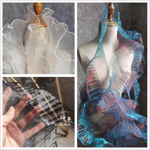 Pleated Organza Lace Trim Ruffle Folds Perspective luster DIY Patchwork Collar Decor Skirt Wedding Dress Designer Accessories