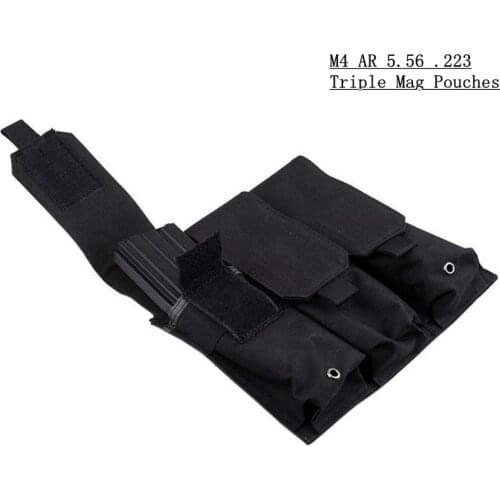 Airsoft Molle Tactical Molle Triple Magazine Pouch Belt Clip Triple M4 AR 5.56 .223 Mag Pouches Hunting Pistol Handgun 3 Pouches