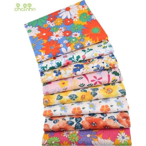 Printed Plain Cotton Fabric,Orange Floral Series,DIY Sewing Quilting Poplin Material For Baby&Childrens Dress Shirt Clothing