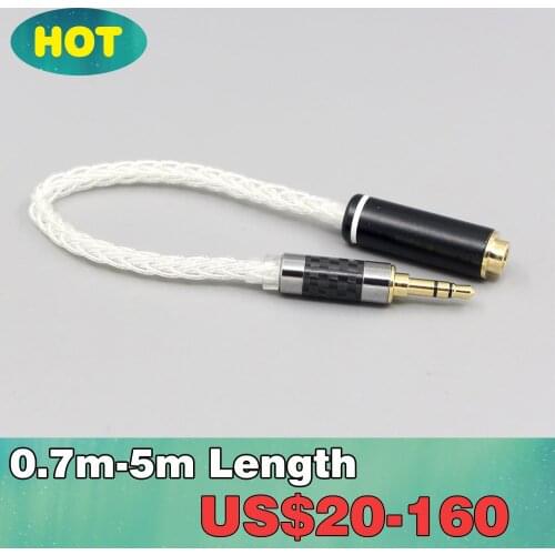 Various length plugs 8 Cores Pure 99% Silver Headphone Earphone Cable For 3.5mm xlr 6.5 2.5mm male to 4.4mm female LN007464