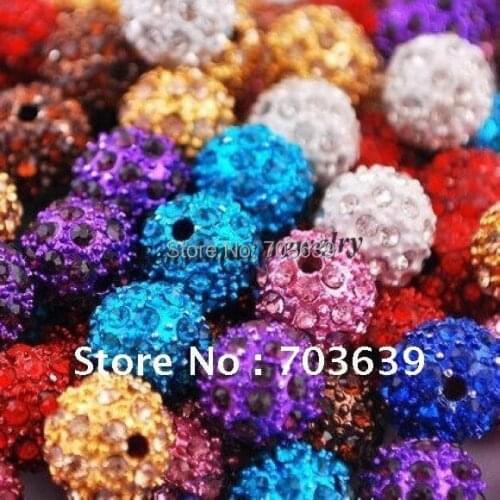 Mix Color 180pcs Crystal 10MM Spacer Pave Disco Ball Beads For DIY