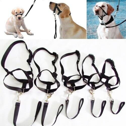 Adjustable Dog Collar Muzzle Harness Nylon Dog Halter Leader Belt Head Collar Training Leash Leader No Pull Bite Straps Supplies