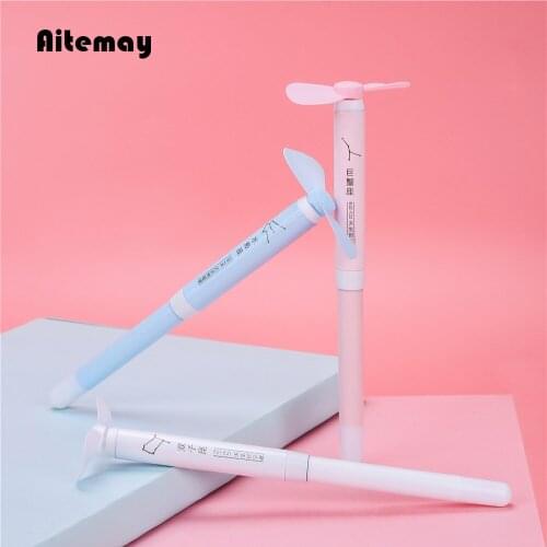 Aitemay Mini Constellation Fan Pen Summer Cool Cute Ball Pen Handheld Silent Fan Ballpoint Pen For Student Gift