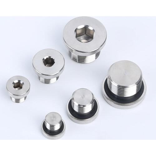 With ED Seal Ring M8 10 12 14 16 18 20 22 24 27 30 33 Metric Male 304 Stainlss Countersunk End Plug Solid With Flange Hex Socket
