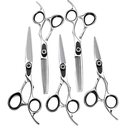 Silver Color Haircutting Shears Straight Thinning Stainless Steel Hair Metal Scissors Cutting