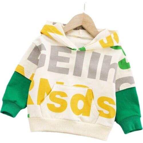 Spring Autumn Toddler Fashion Hoodies Kids Patchwork Sweatshirt Boys Baby Girls Letter Clothes Children Casual Cotton Costume
